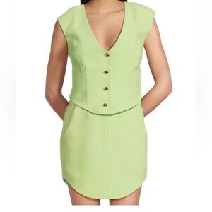 NWT Amanda Uprichard Lime Green Sleeveless Vest & Skirt Set